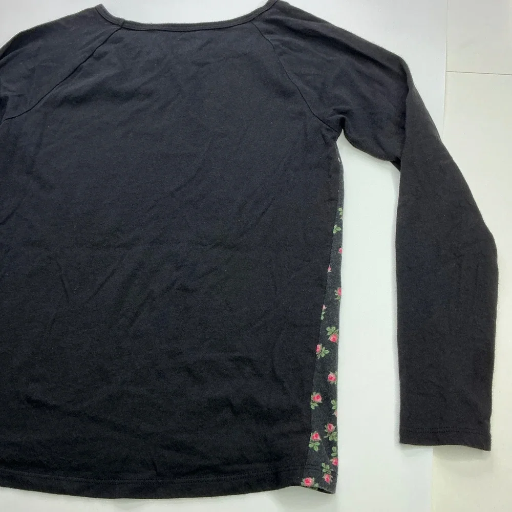The Children's Place Black Floral Love Sequin Raglan Top Kids Size L 10/12